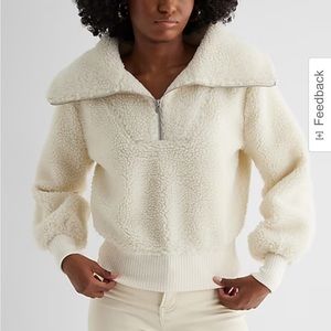 NWT Women’s Teddy Quarter Zip Sweatshirt, Medium, White